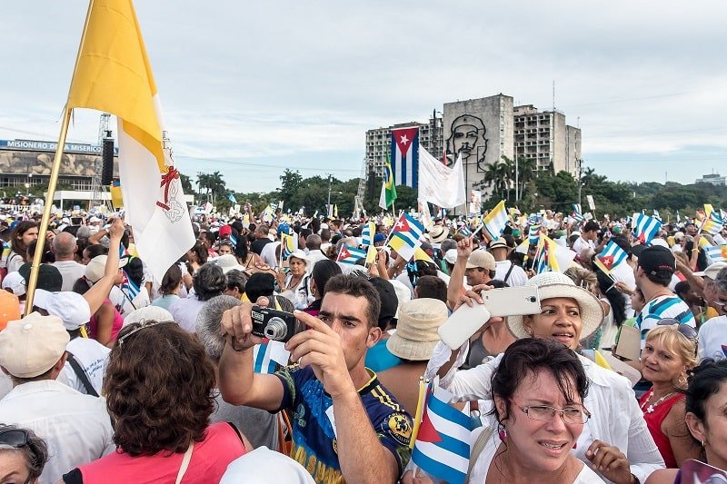 Crowd in Modern Havana by Plaza de la Revolucion - Featured